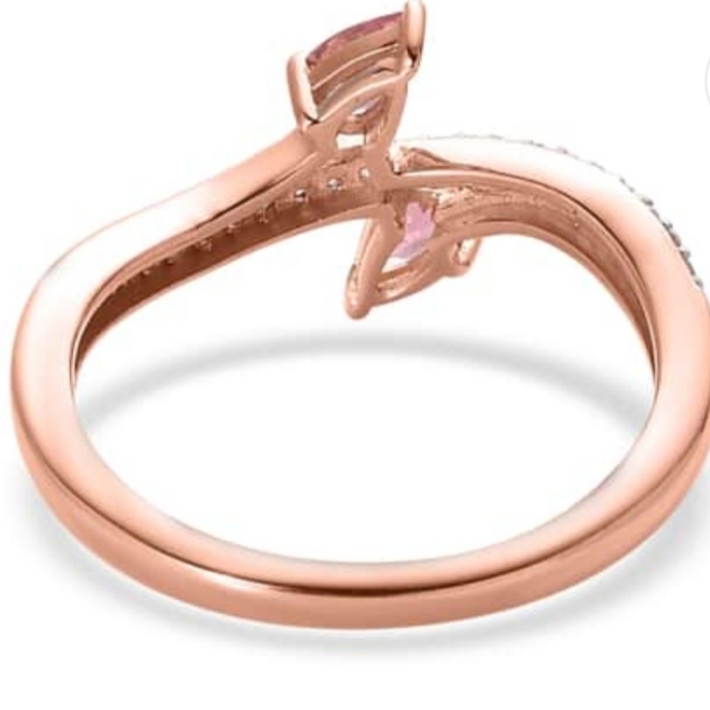 Authentic Morro Redondo Pink Tourmaline, White Zircon Ring Rose Gold/925 Sz 6! - Picture 6 of 6